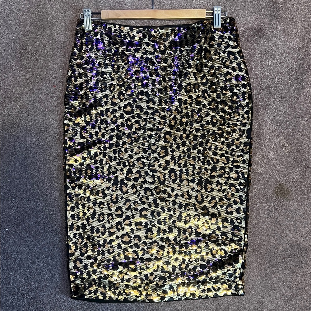 MICHAEL Michael Kors Gold and Black Sequin Skirt